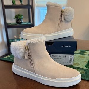 Cole Haan Women's Light Beige Suede Winter Boots